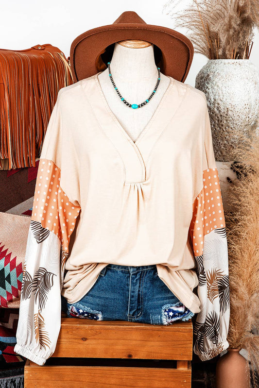 Western Leaves Knit Blouse