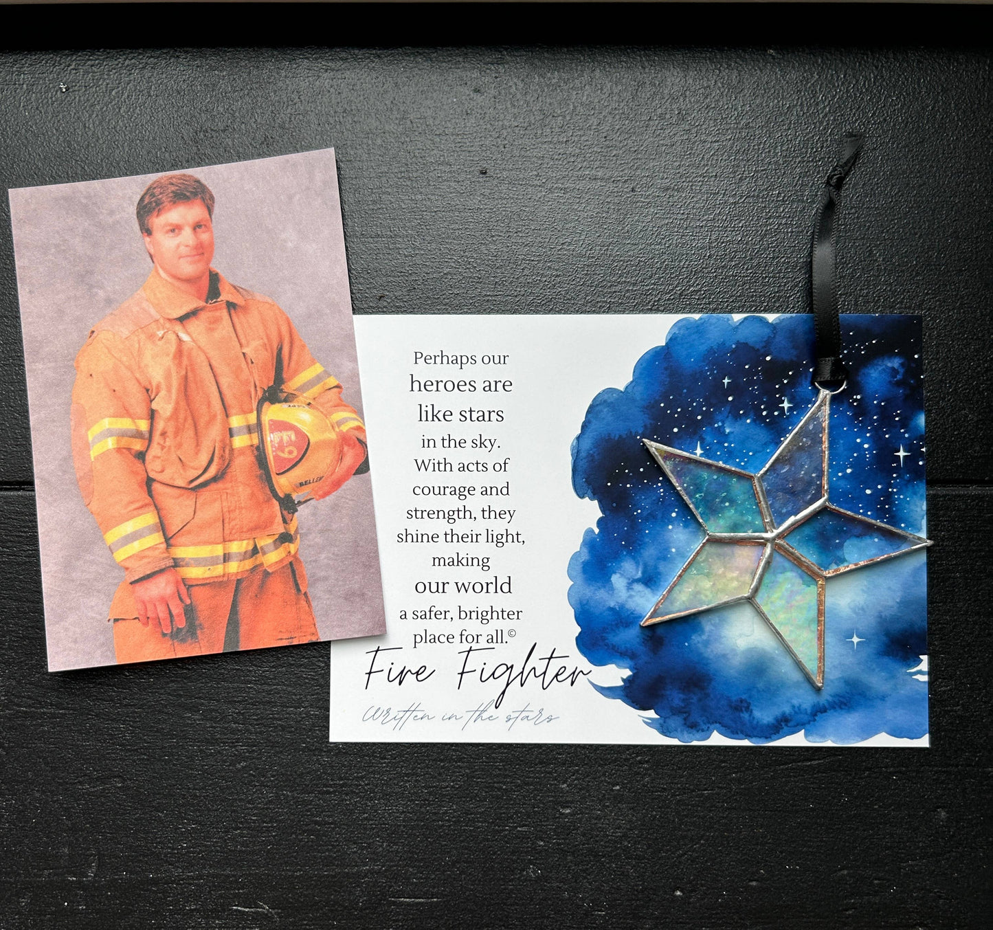 Firefighter Thank You Stained Glass Star
