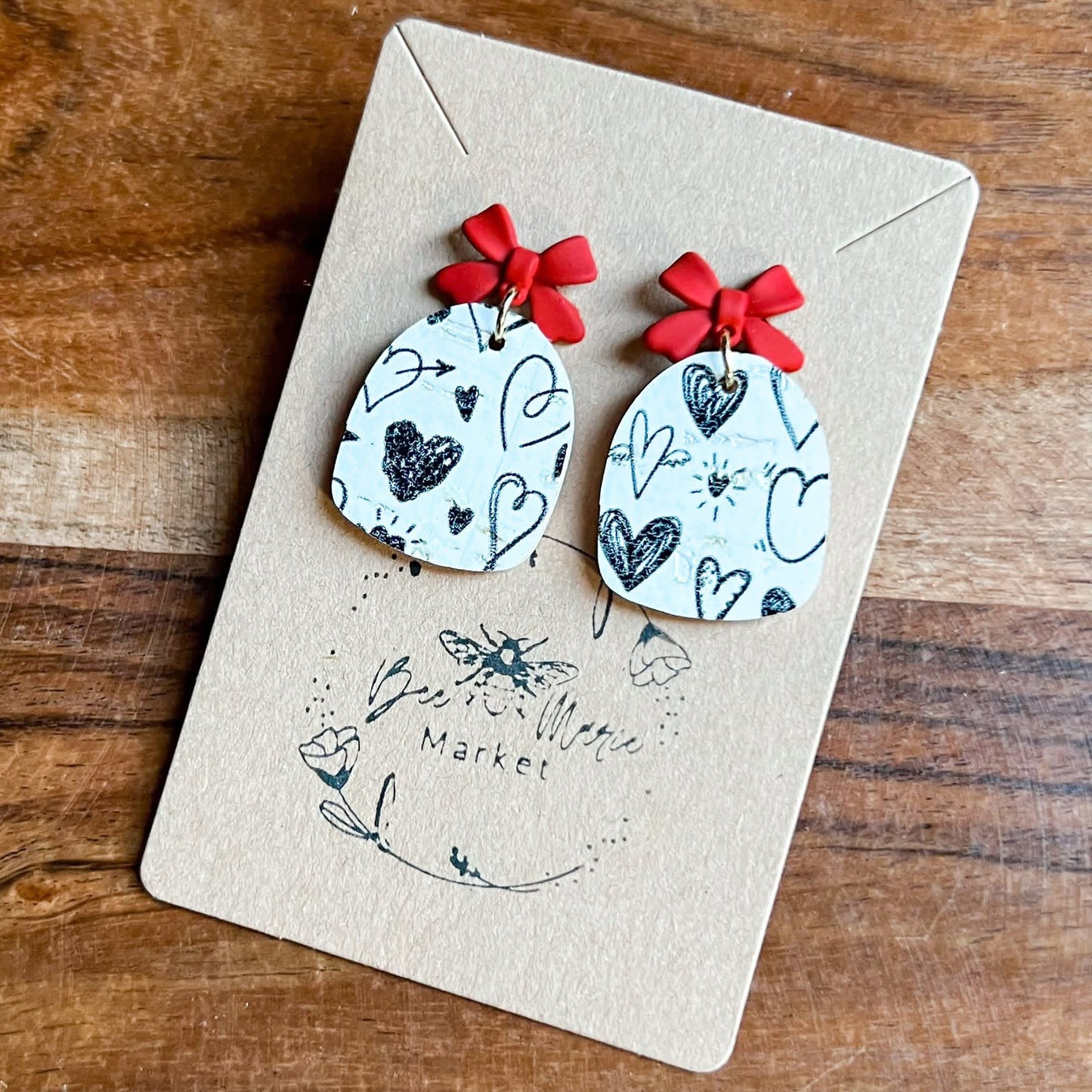 Red Ribbon Heart Earrings