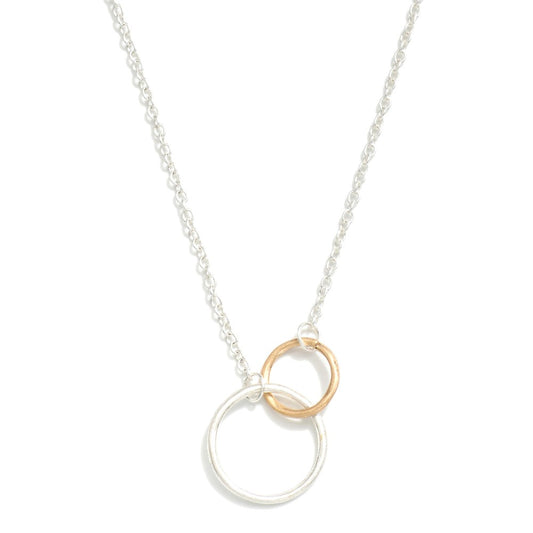 Two Toned Double Circle Pendant Necklace