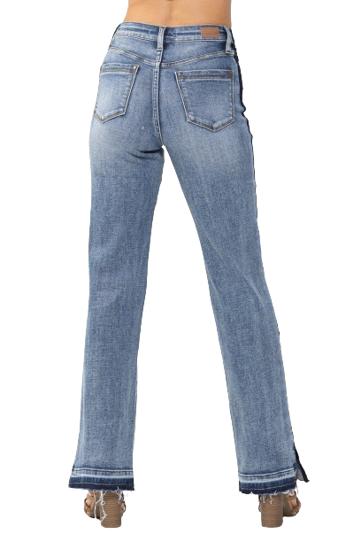 Judy Blue High Waist Side Seam Detail Slit Bootcut Denim