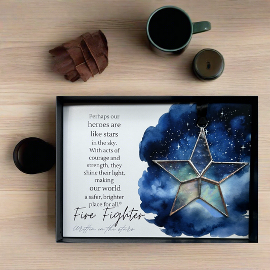 Firefighter Thank You Stained Glass Star
