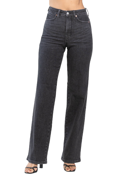 Judy Blue Tummy Control Washed Black Straight Denim