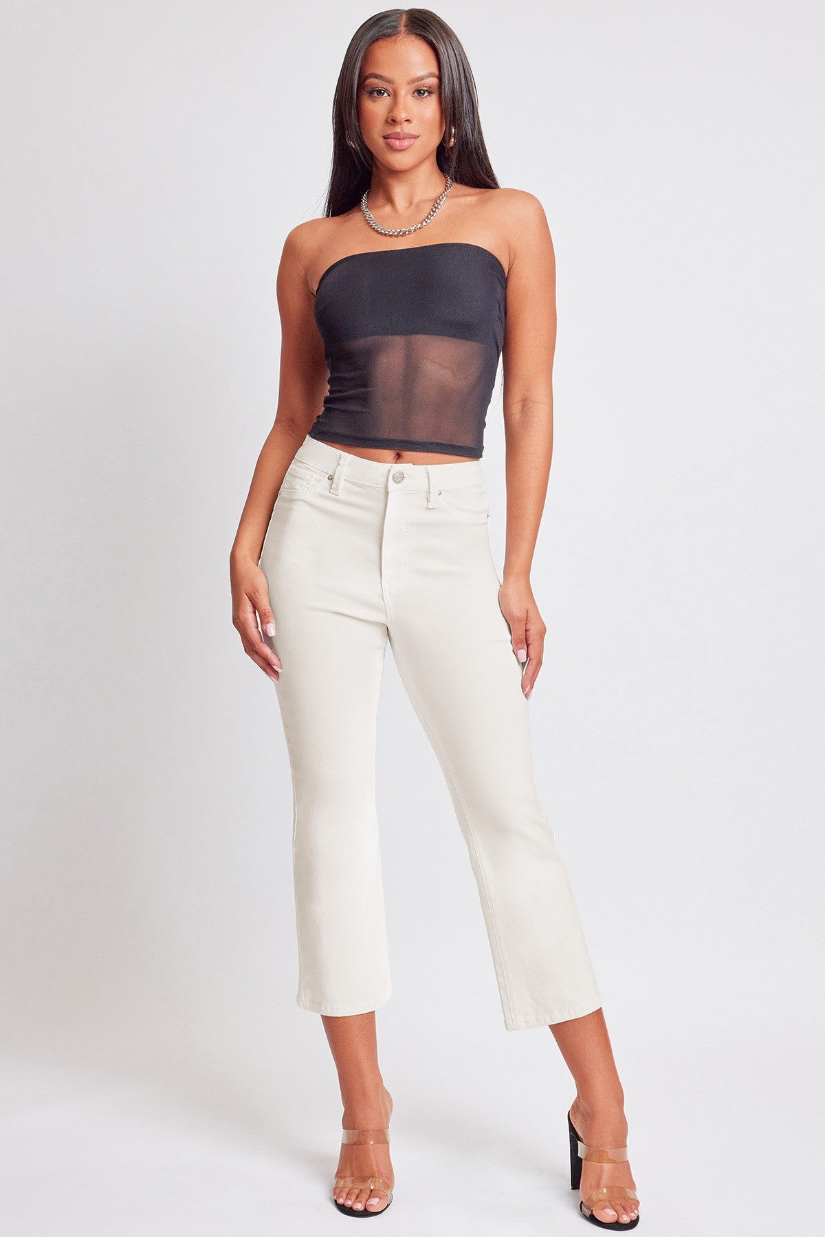 Crop Kick Flare Denim In Ivory