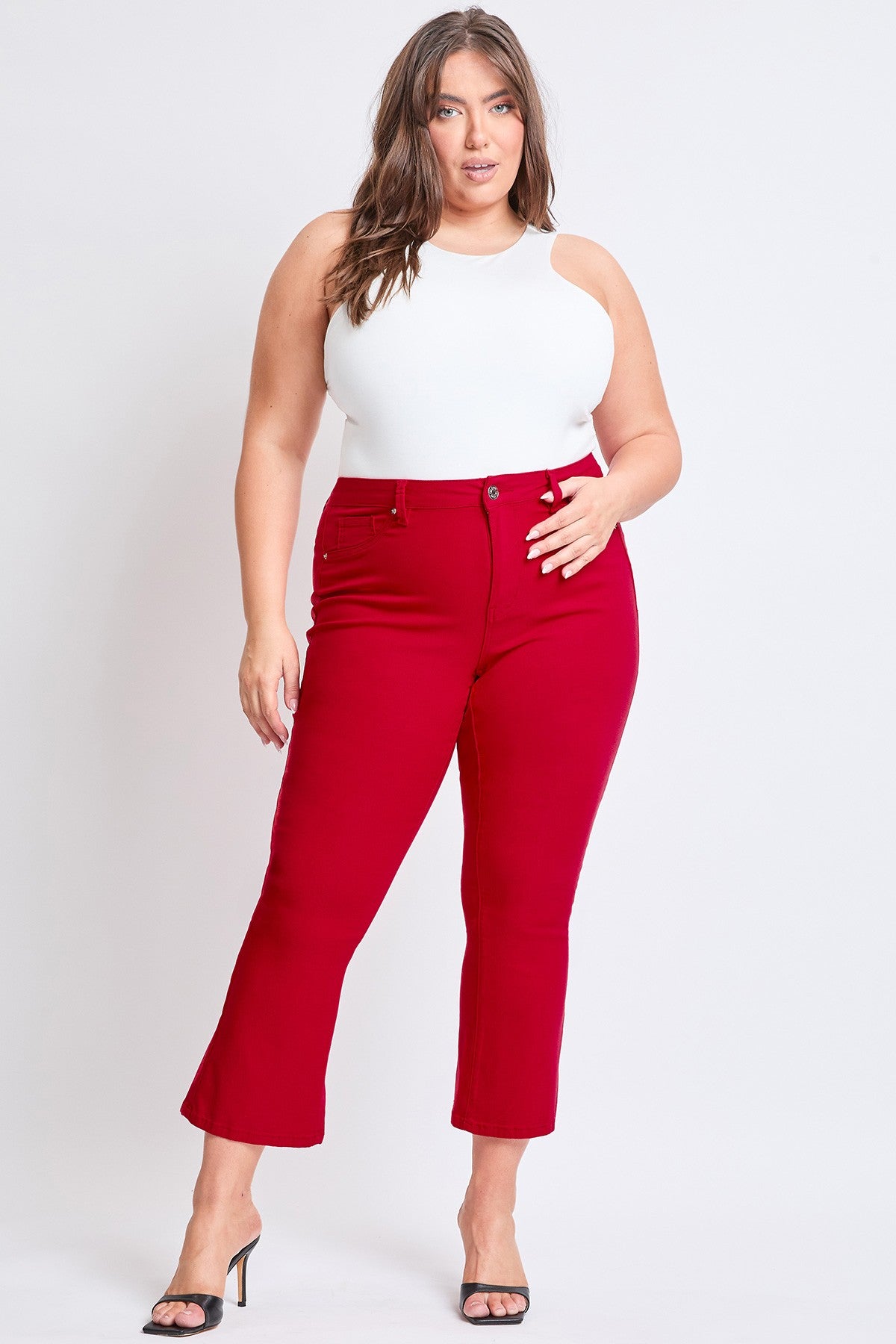 Crop Kick Flare Pant In Red