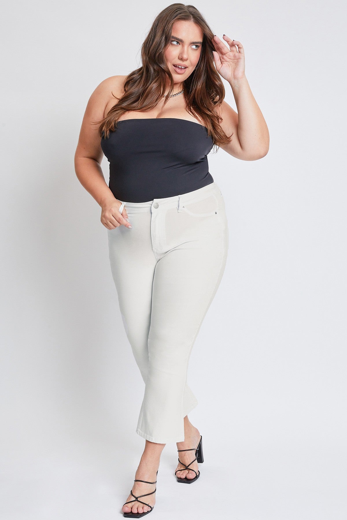 Crop Kick Flare Denim In Ivory