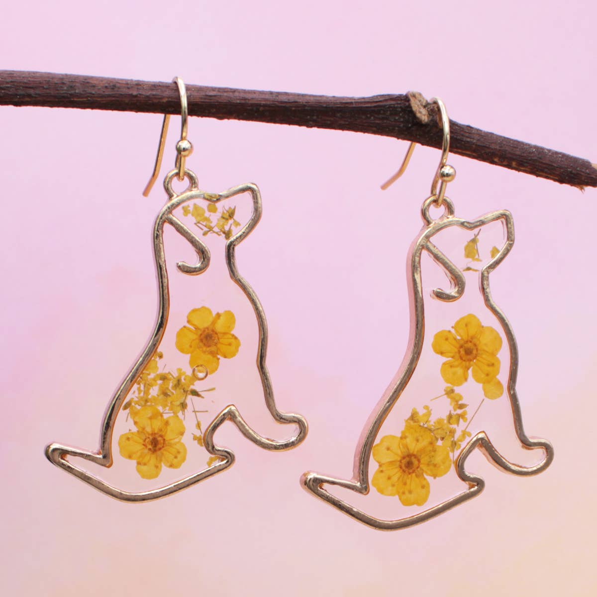Dog Dried Flower Earrings