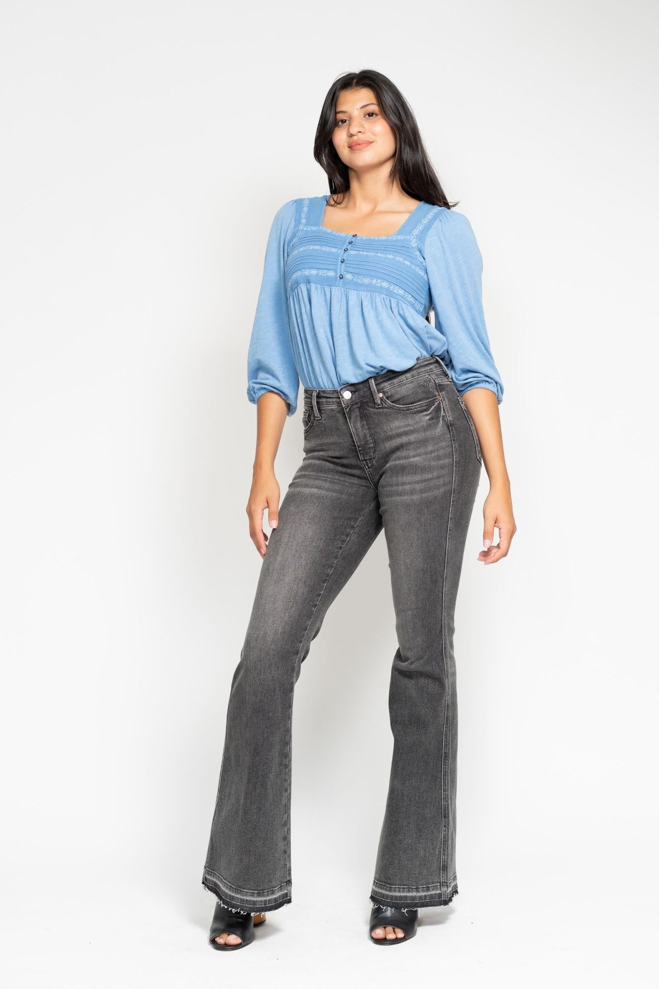 Judy Blue Mid-Rise TC Washed Grey Denim