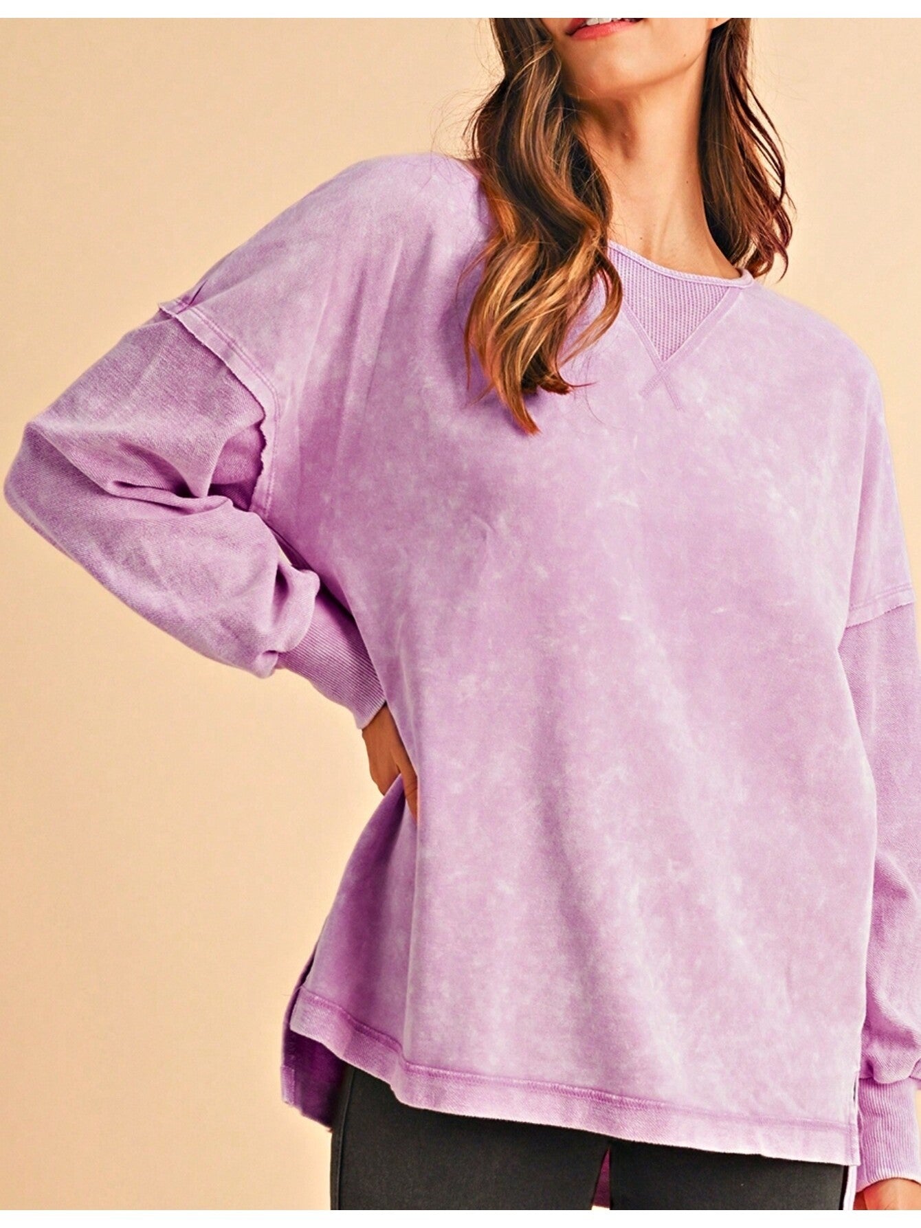 Lilac Acid Wash Sweatshirt