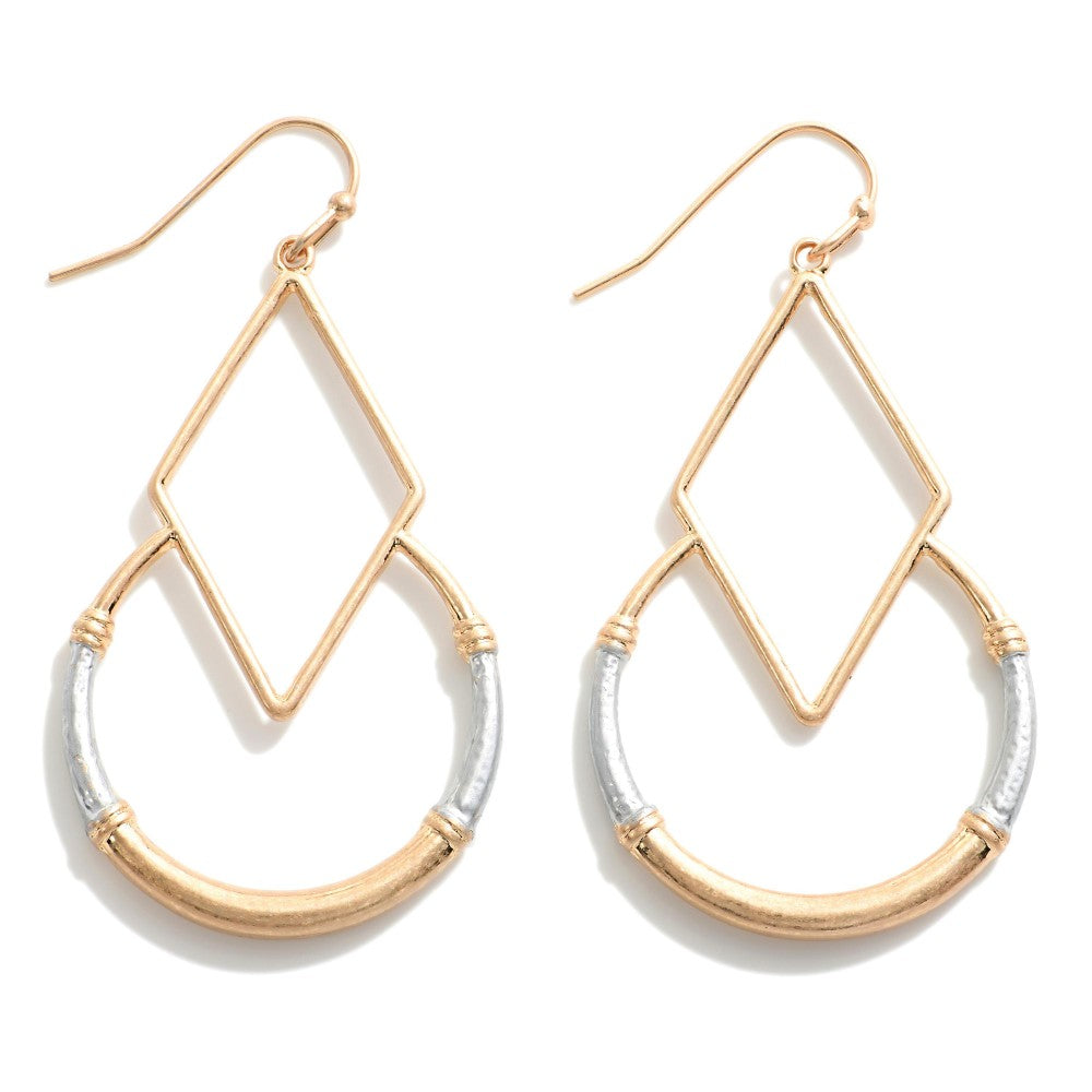 Two Toned Geometric Drop Earring