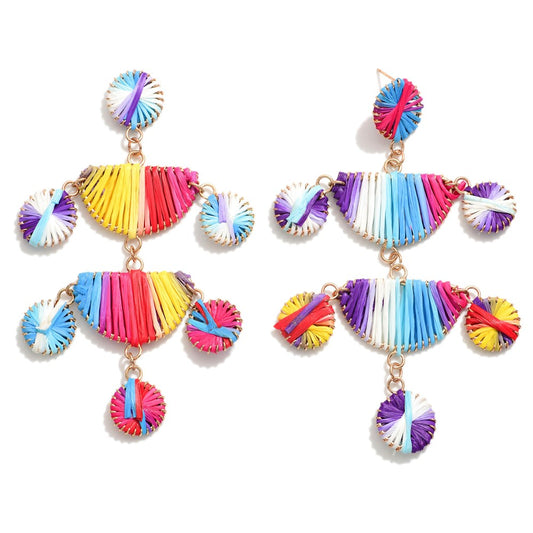 Raffia Rainbow Drop Earrings
