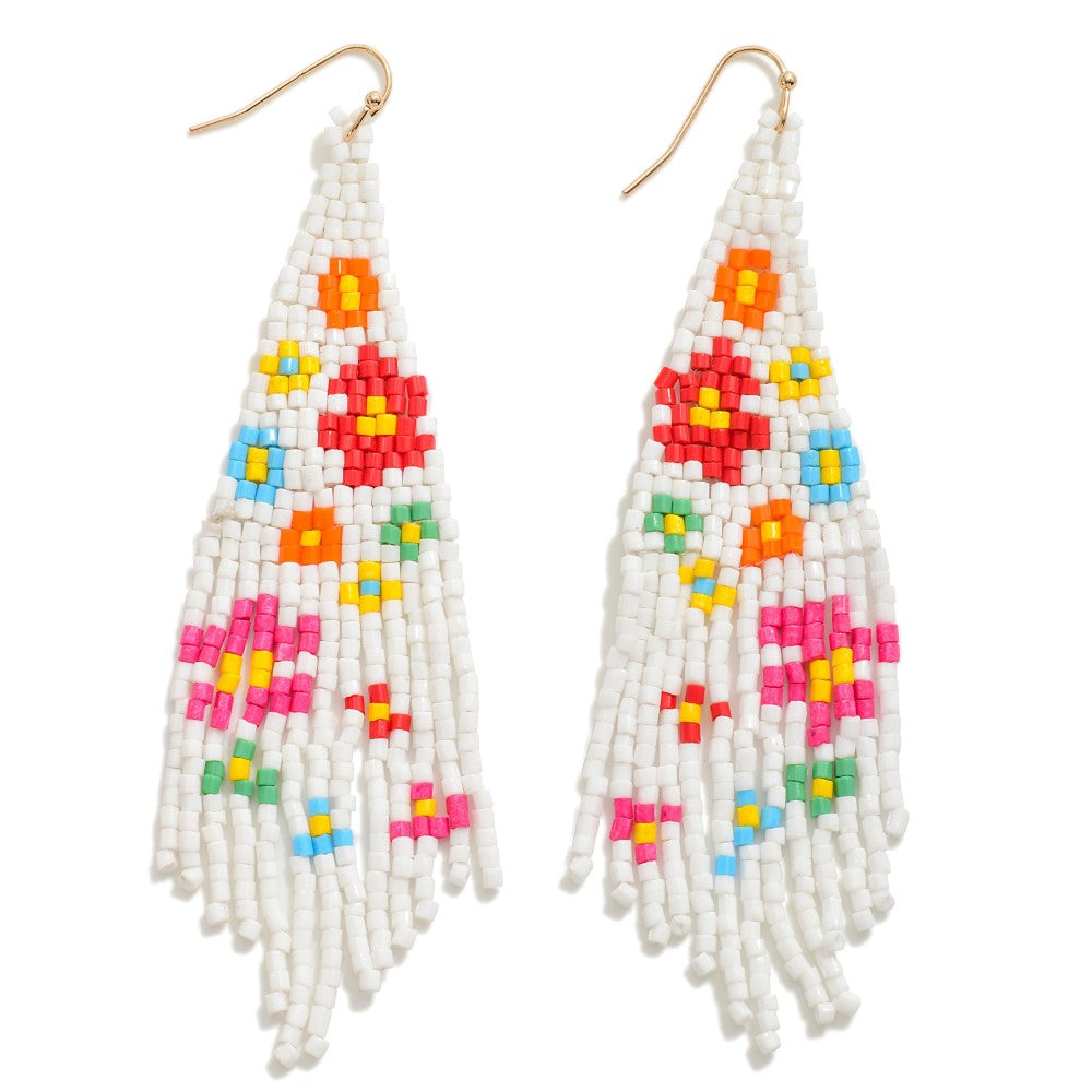 Seed Bead Flower Earrings