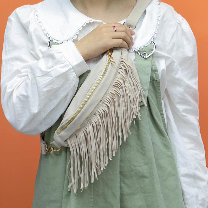 Faux Suede Fringe Belt Bag/Cross Body