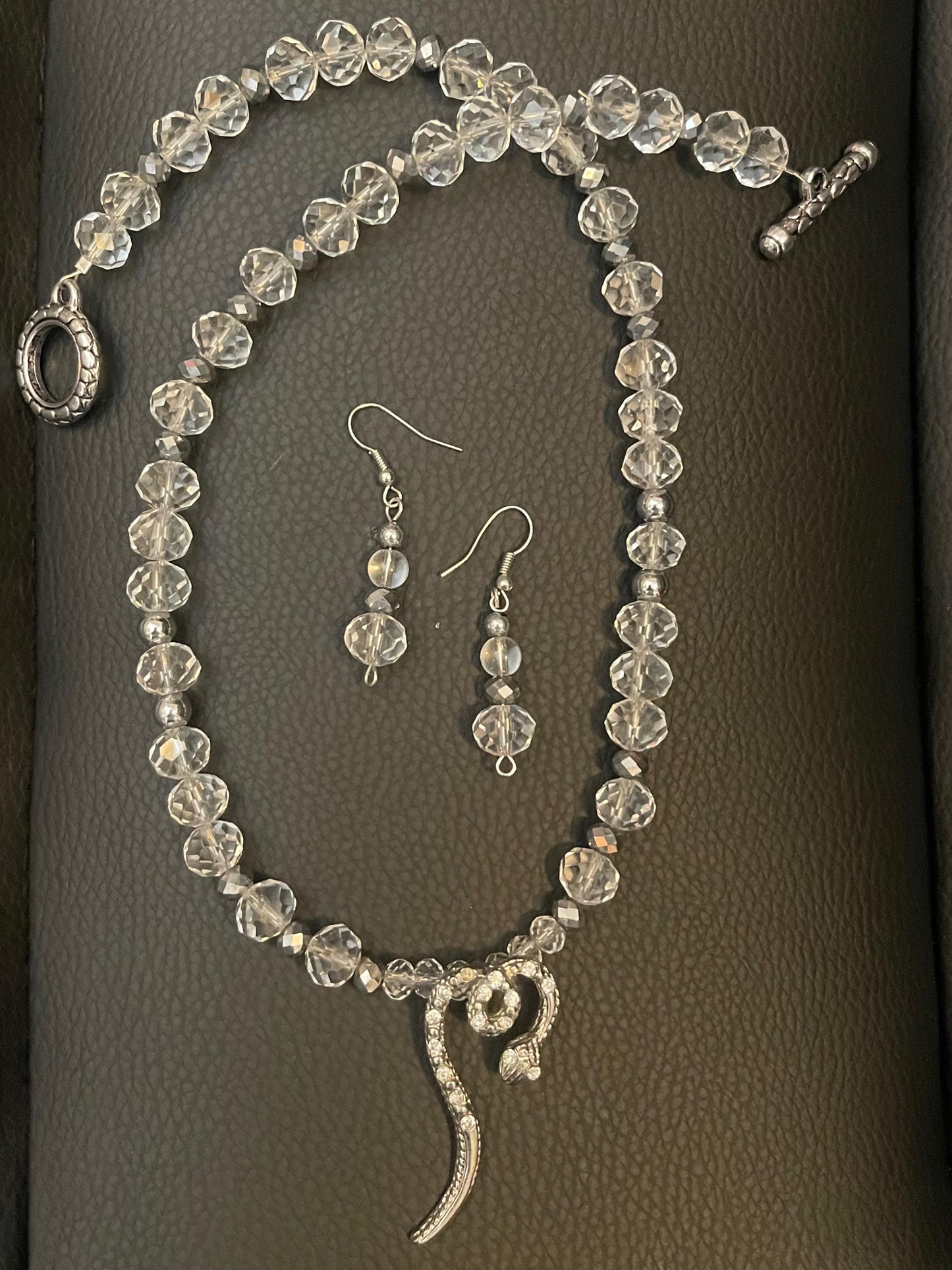 Hand Made Necklace Set- Rhinestone Snake