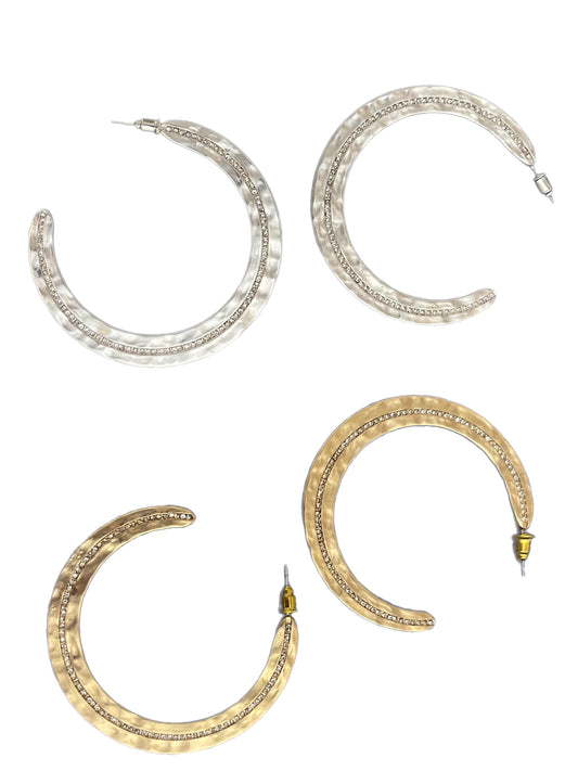 Crystal Encrusted Flat Hoop Earrings