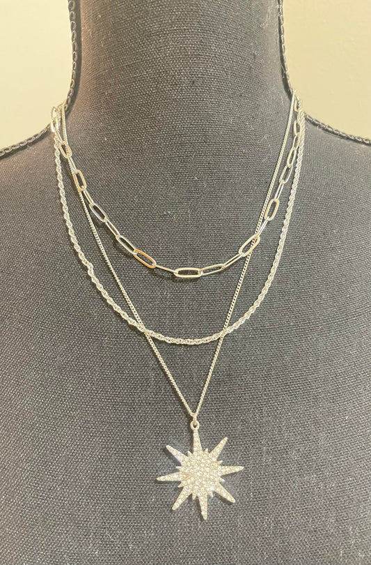 Triple Strand Star Necklace