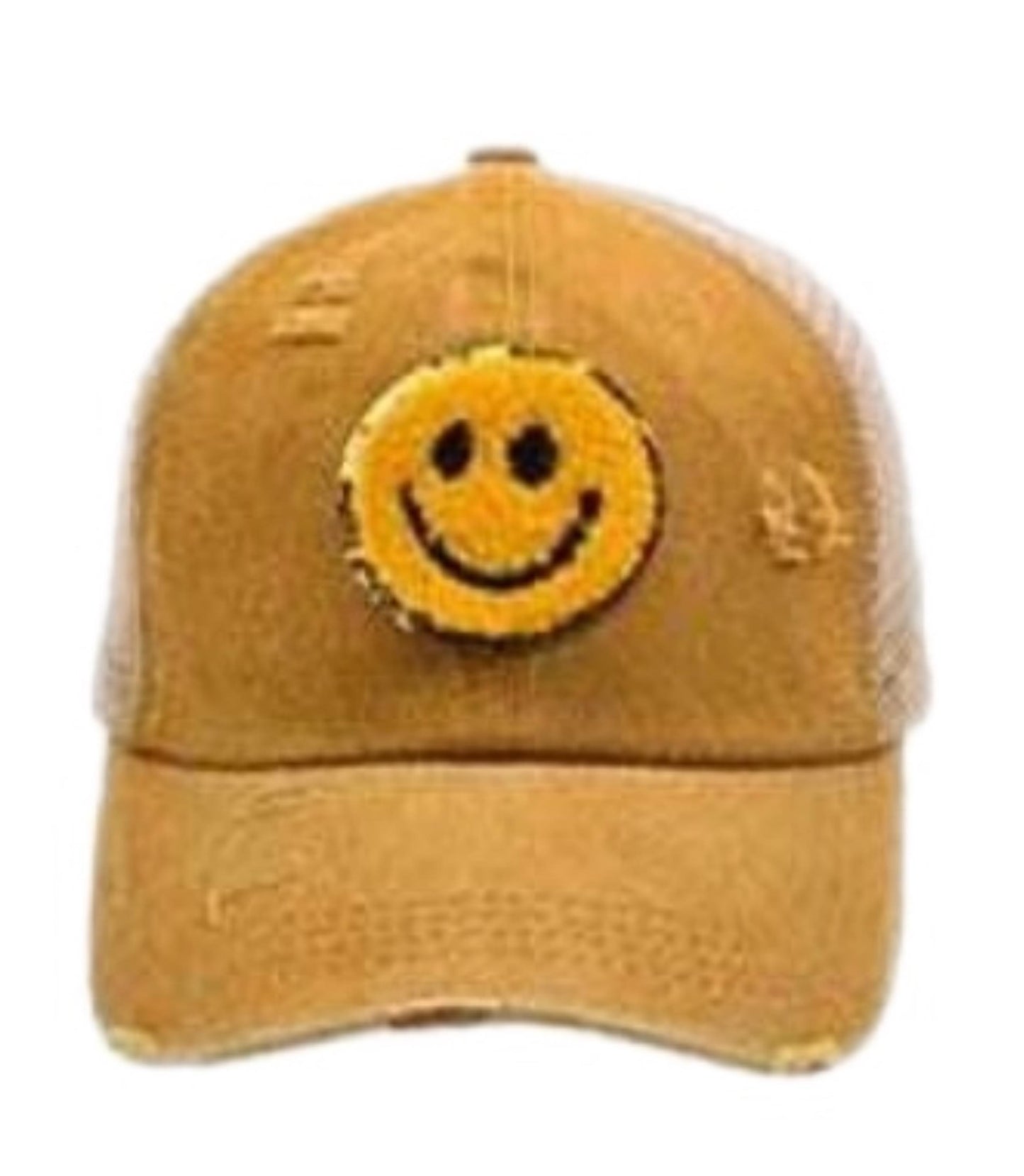 Smiley Patch Criss Cross Baseball Hat