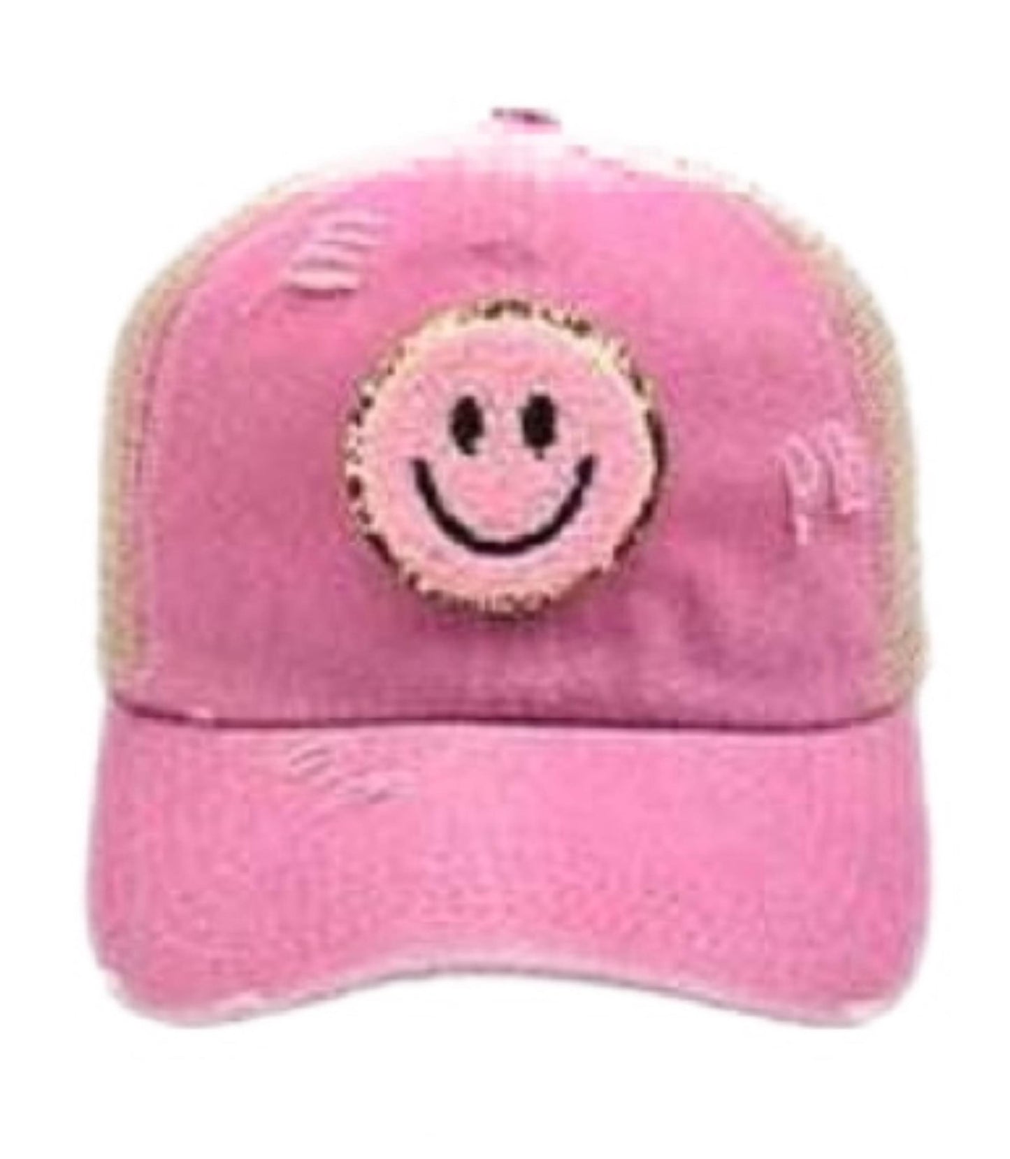 Smiley Patch Criss Cross Baseball Hat