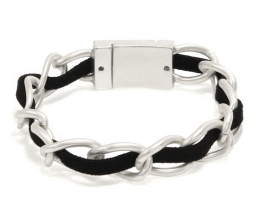 Black Suede Silver Chain Bracelet
