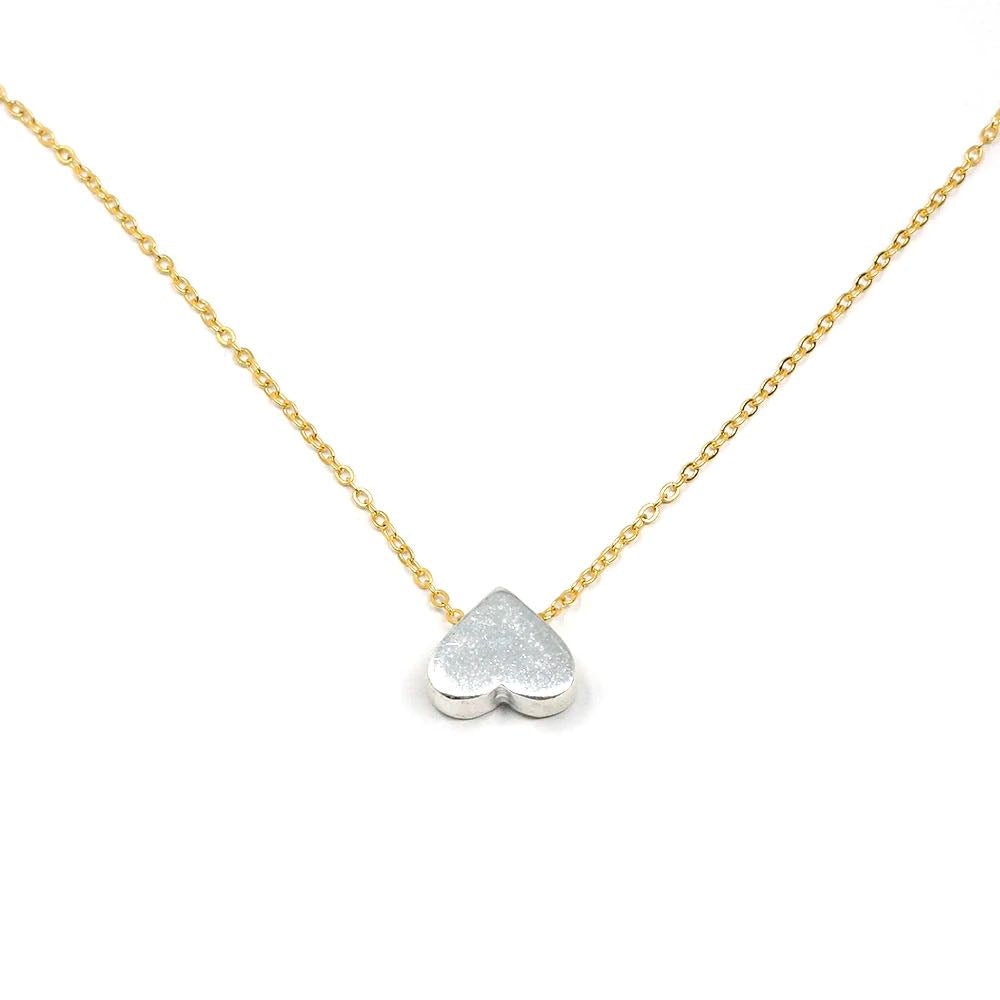 Upside Down Heart Necklace in Silver & Gold