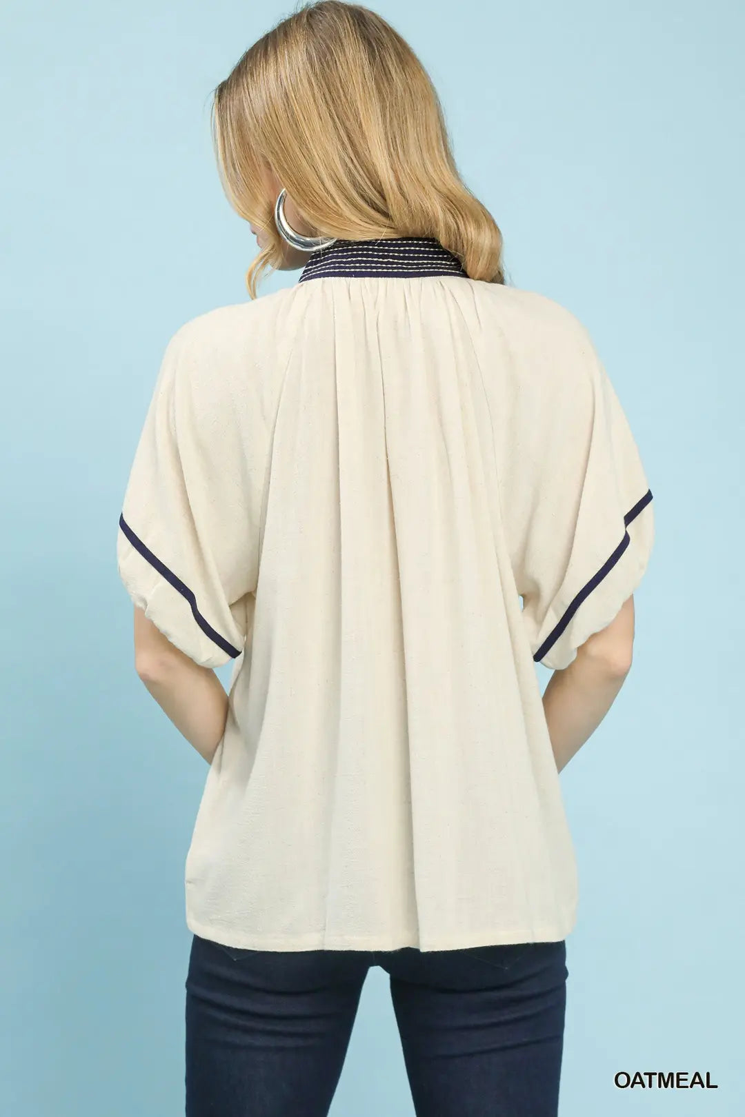 Linen Blend Oatmeal Top