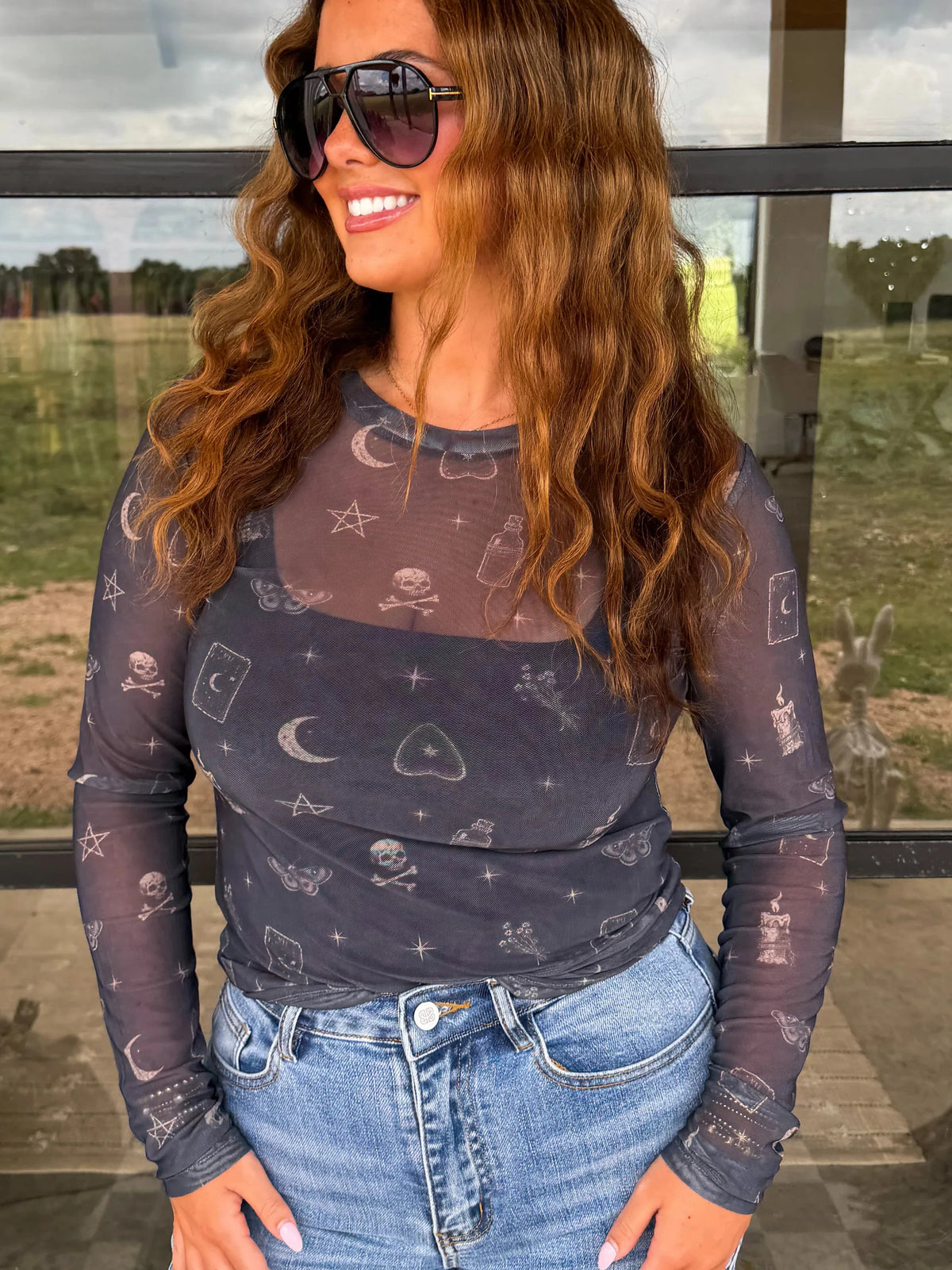 Starry Spells Sheer Mesh Top