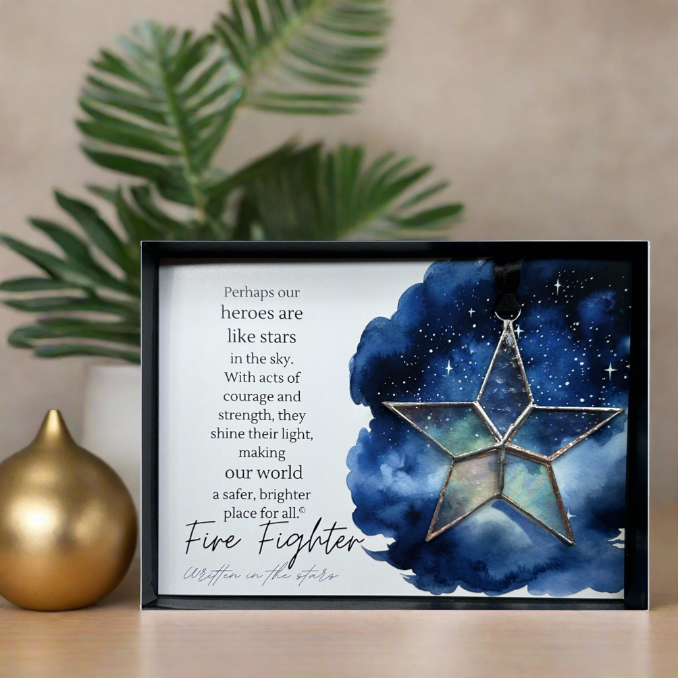 Firefighter Thank You Stained Glass Star