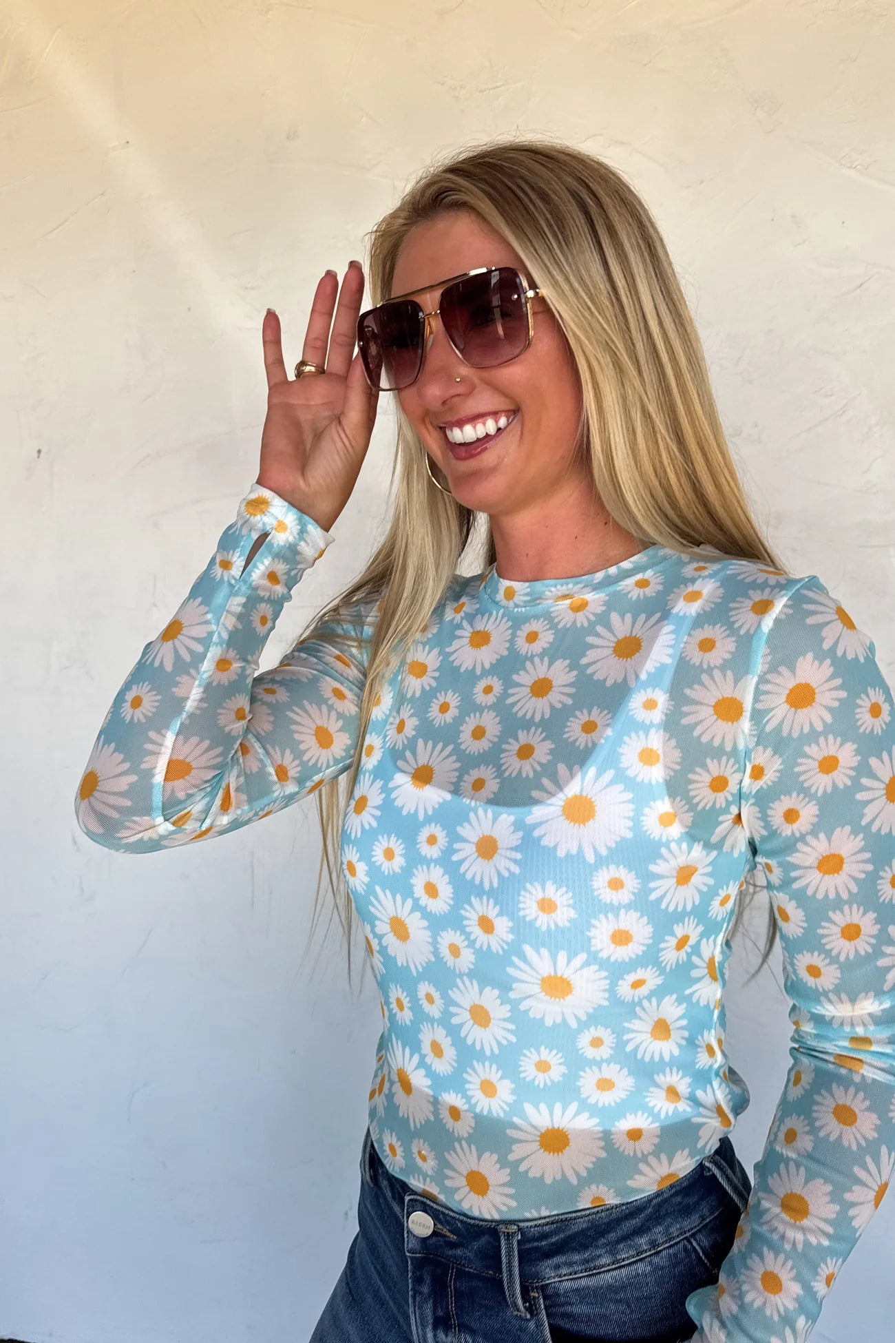 Floral Sheer Mesh Tops