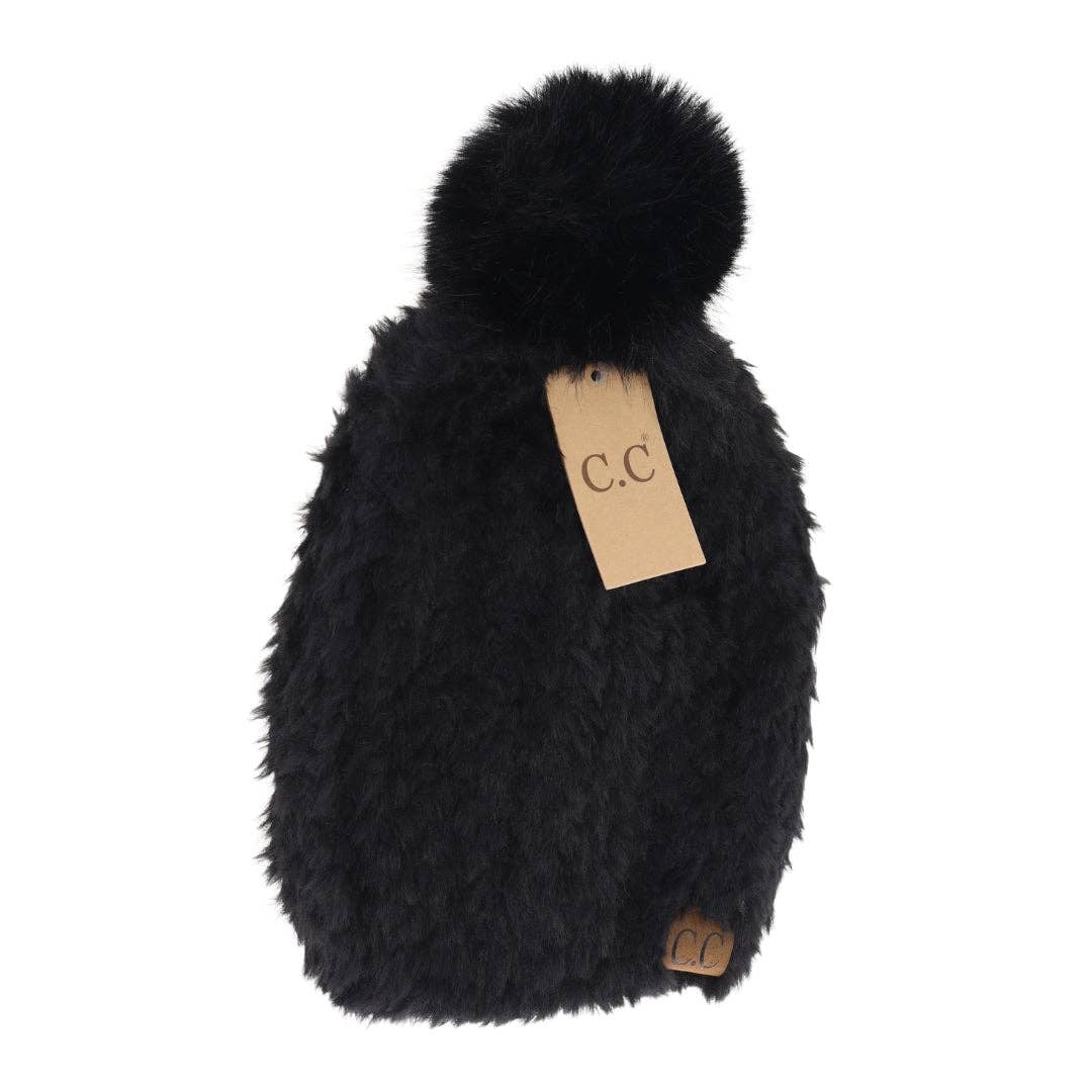 Allover Faux Fur Pom Beanie