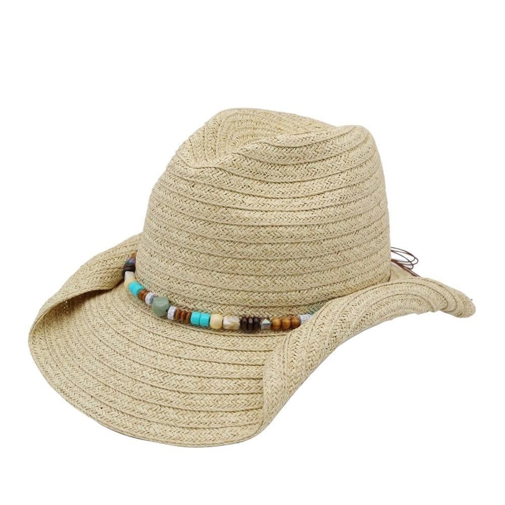 Straw Cowboy Hat With Beaded Band