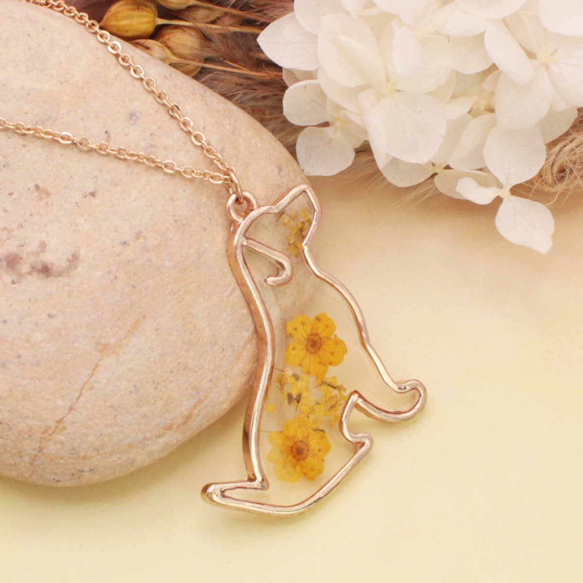 Dried Flower Dog Necklace