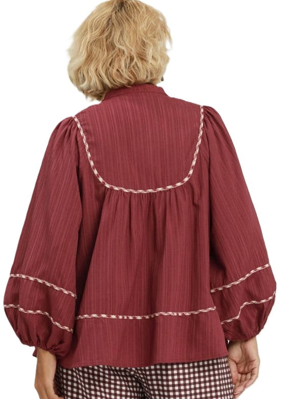 Textured Trim Blouse