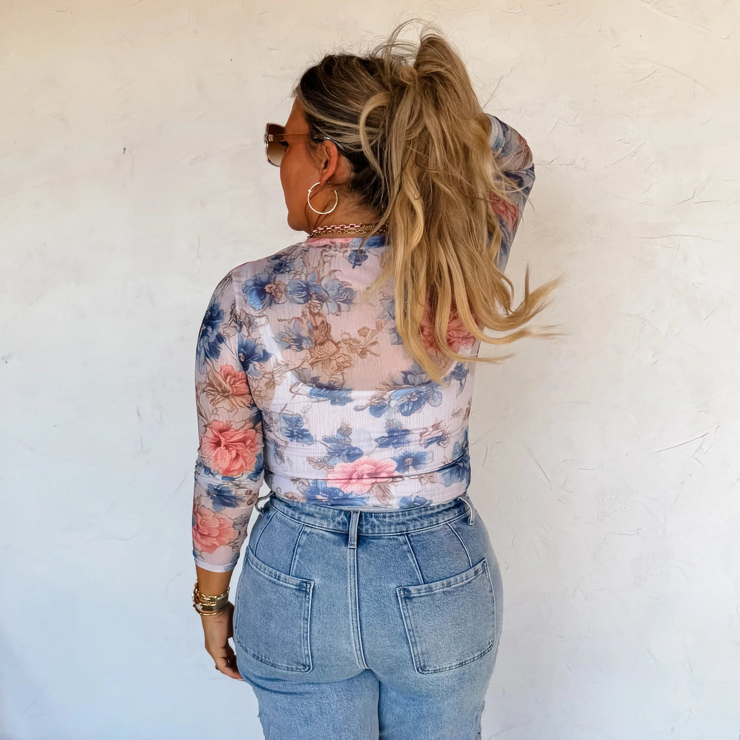 Floral Sheer Mesh Tops