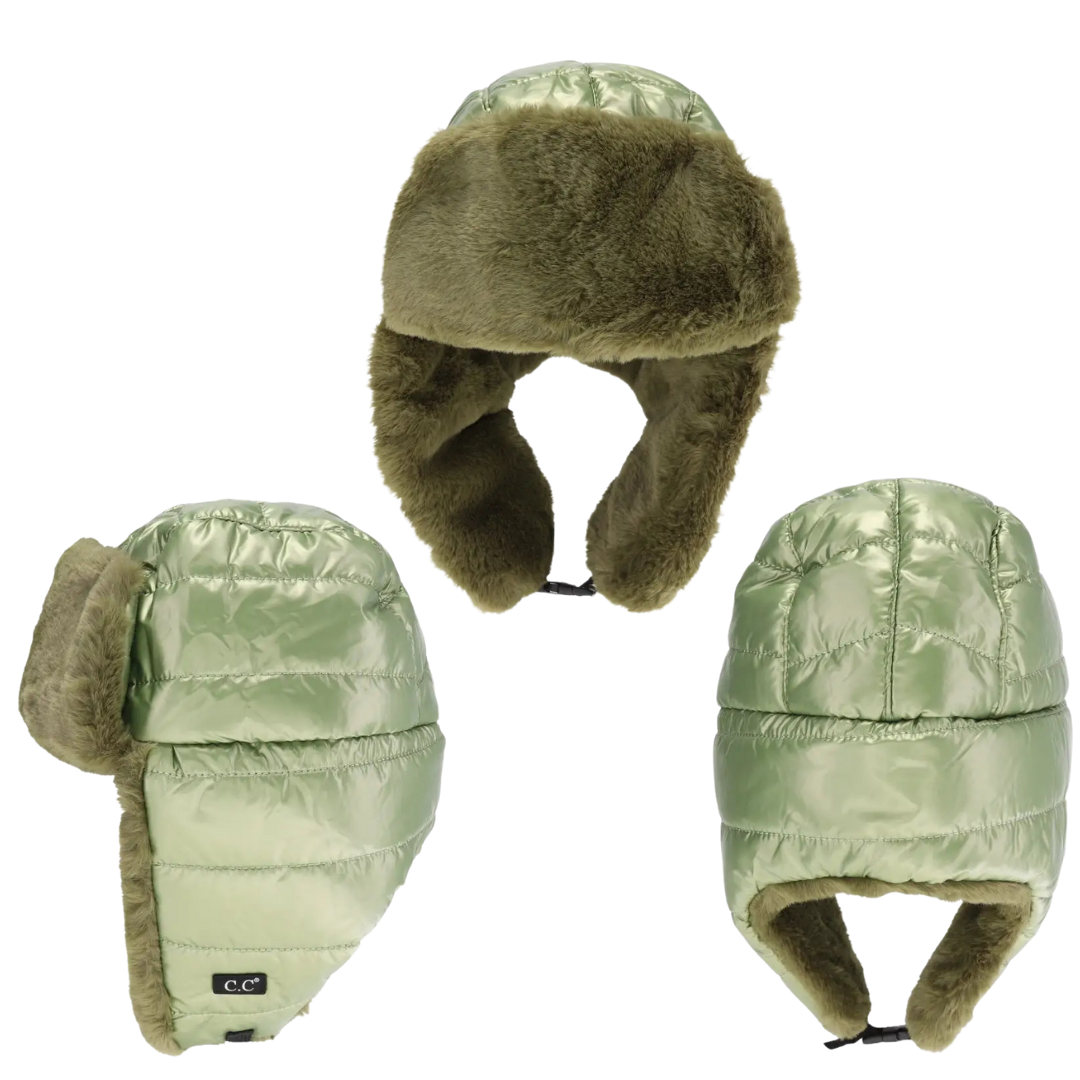 Solid Puffer Trapper Beanie