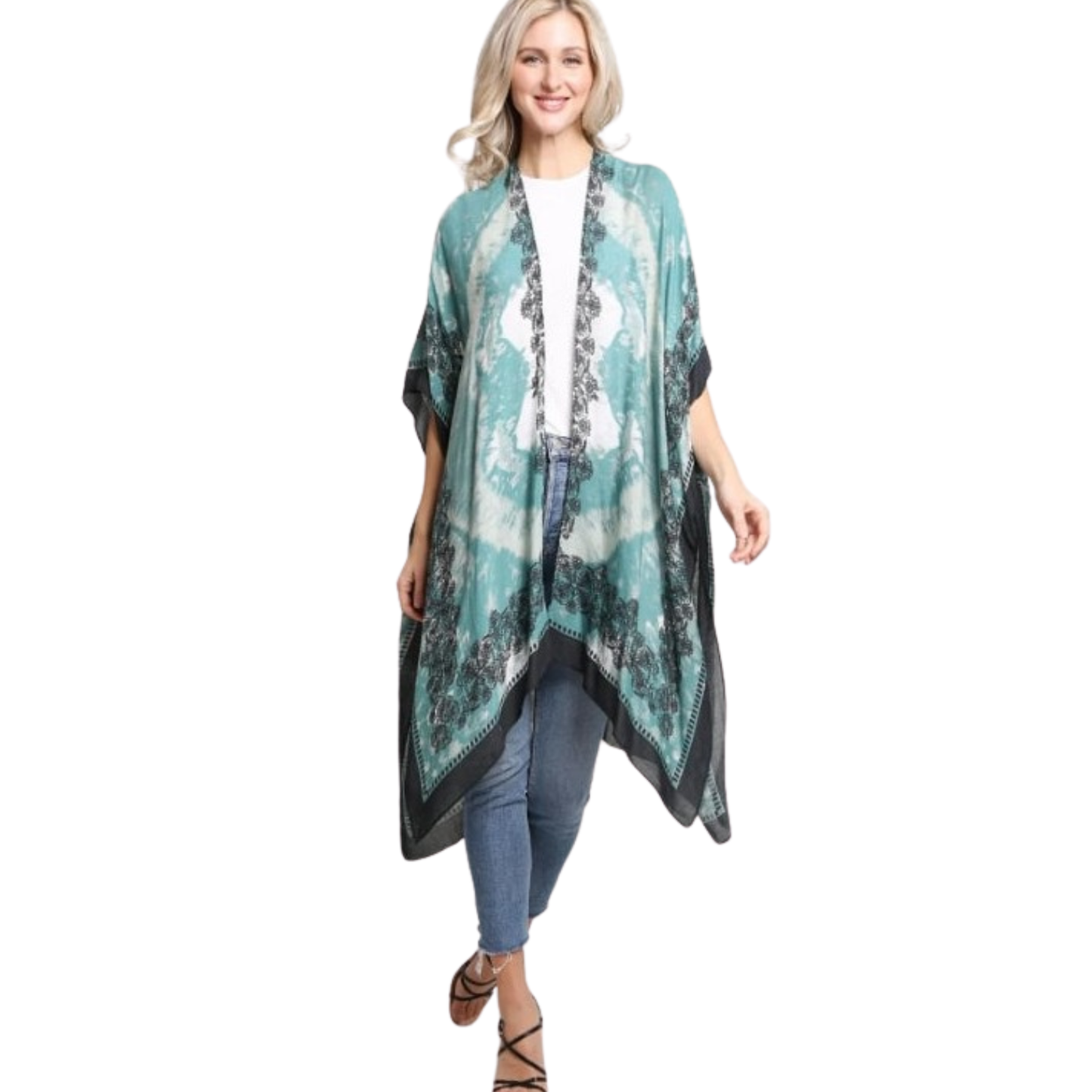Teal Tie Dyed Kimono