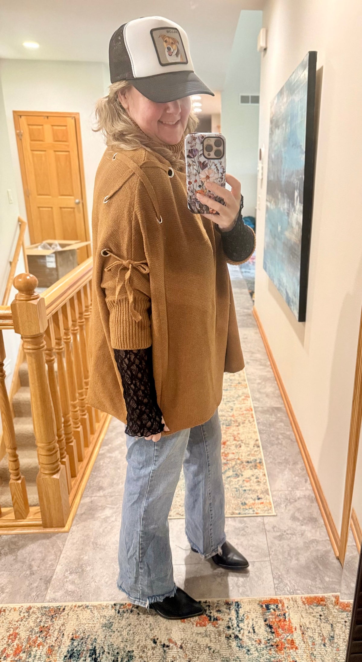 Lace Sleeve Turtleneck Top