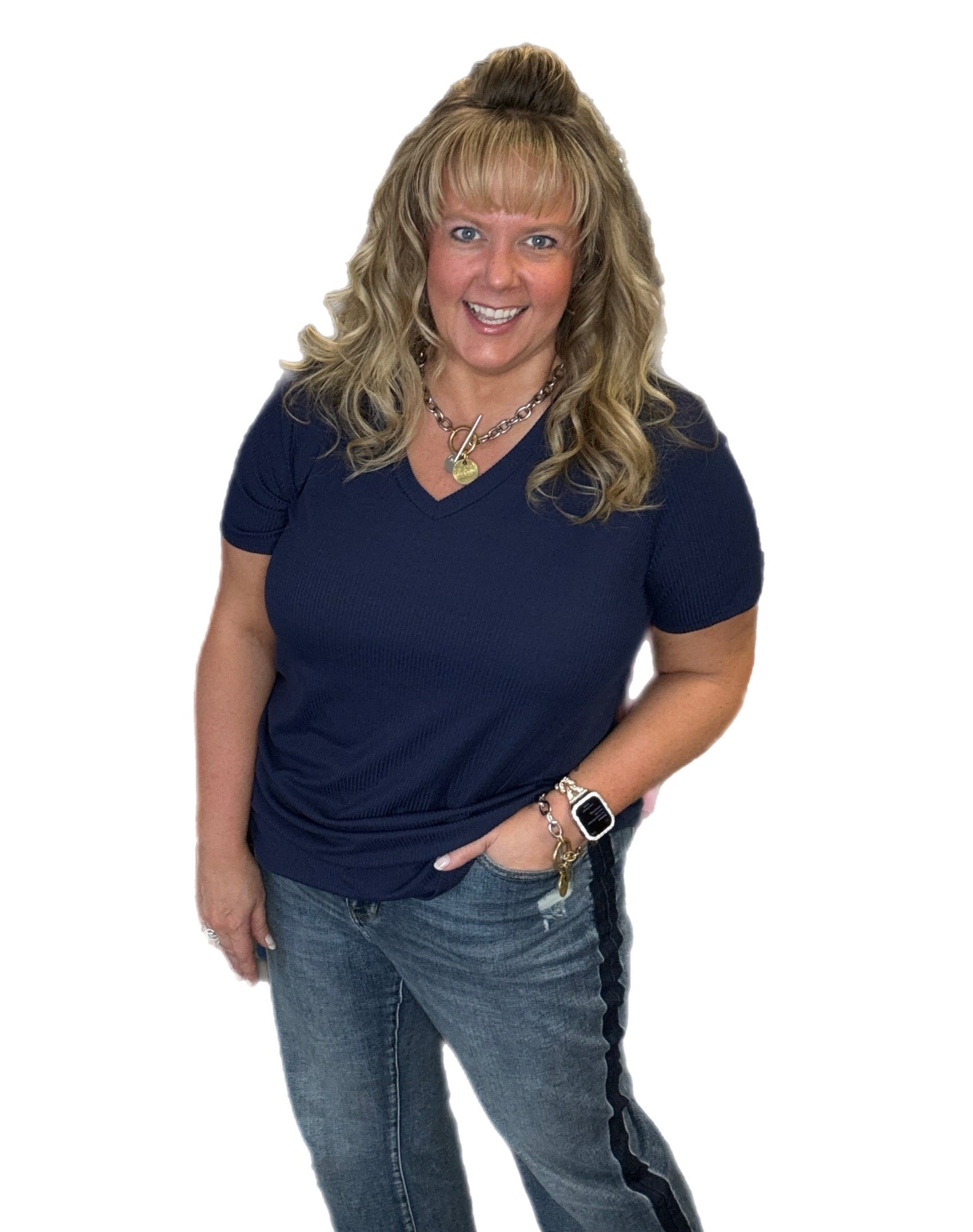 Ribbed V-Neck Top