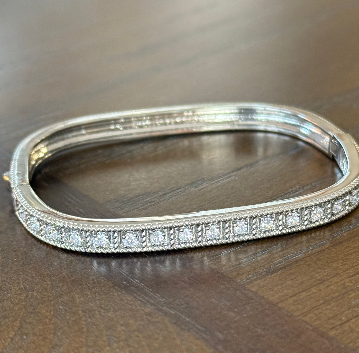 Square CZ Tarnish & Water Resistant Bangle Bracelet