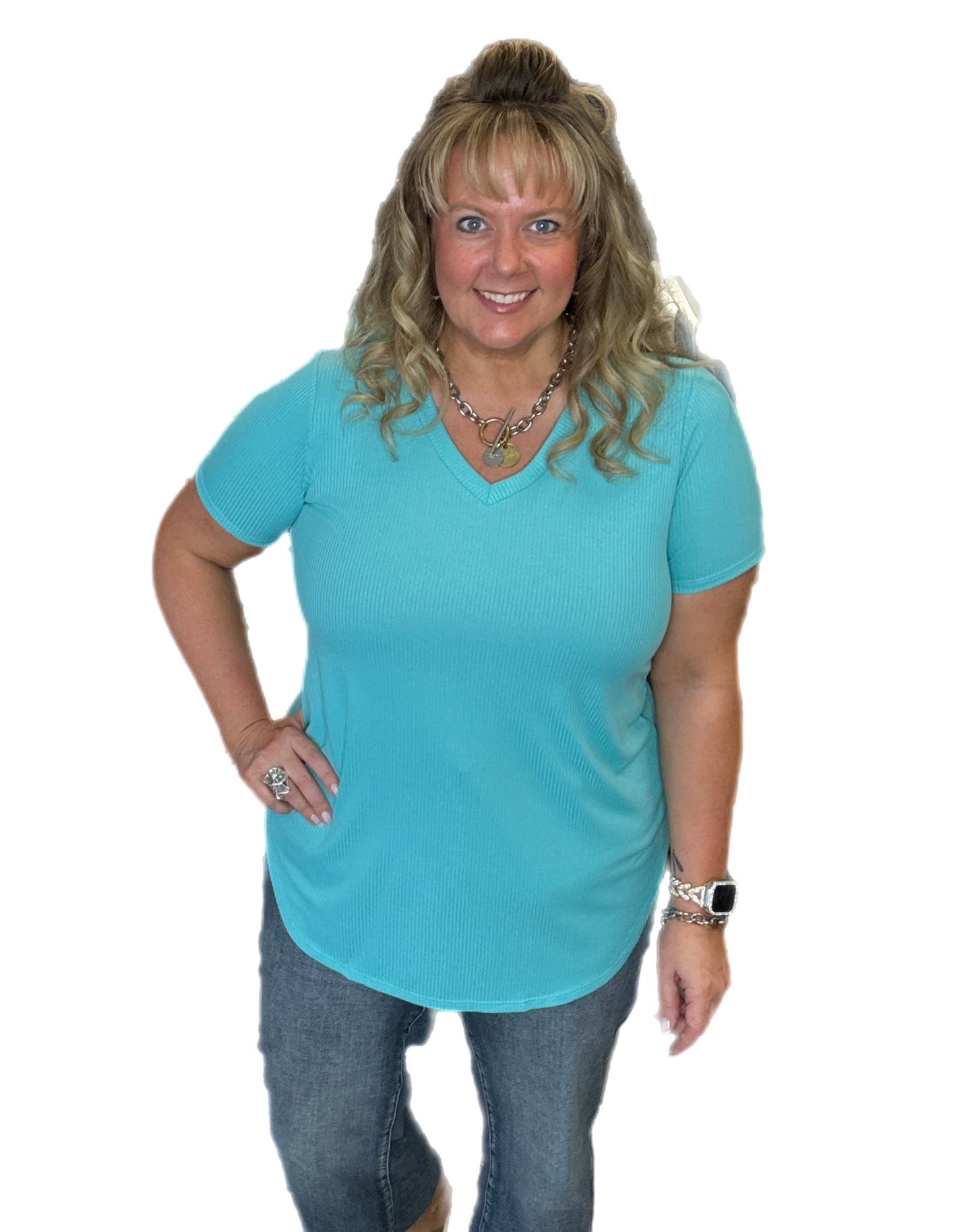 Ribbed V-Neck Top