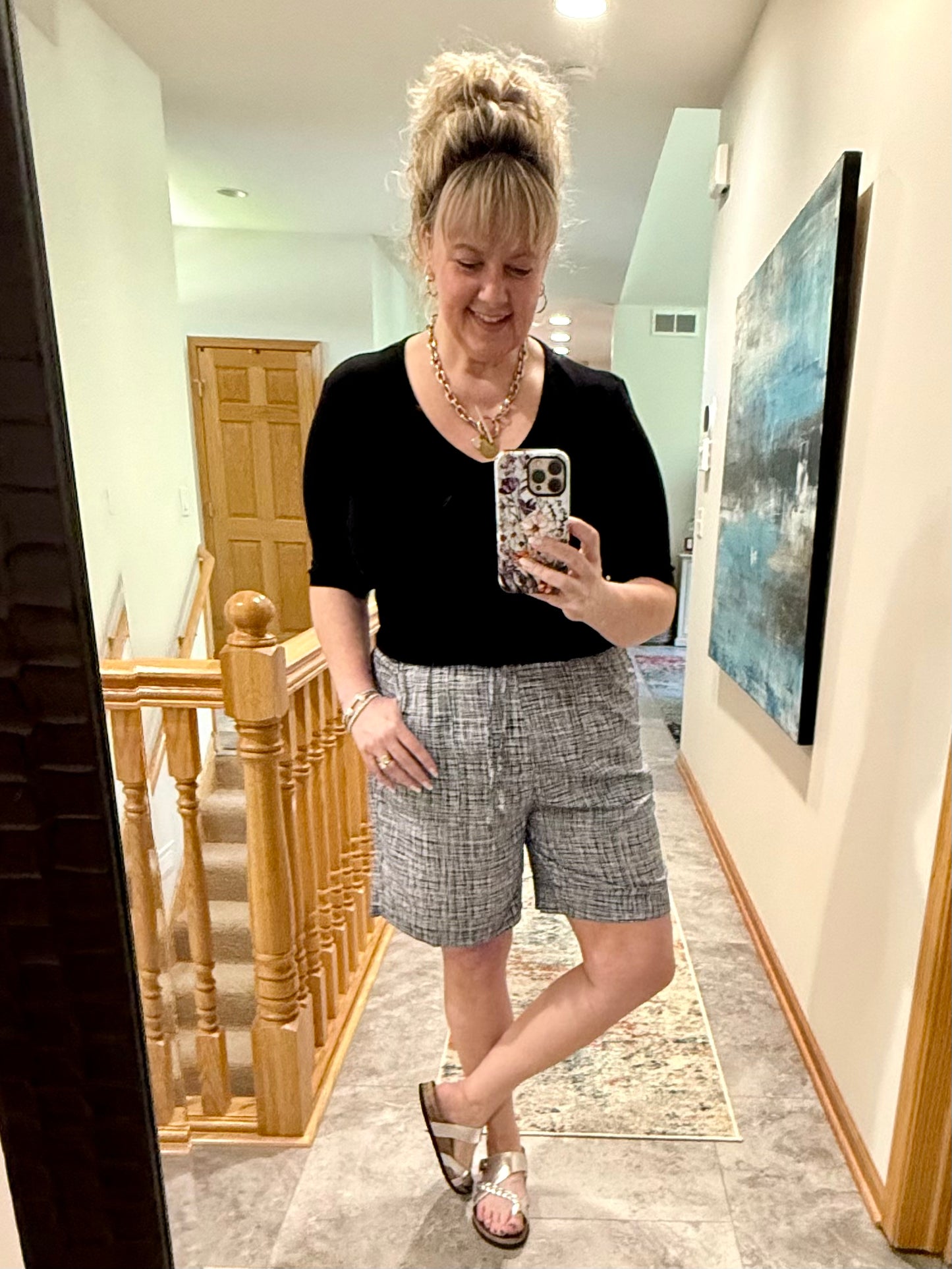 Cuffed Rayon Shorts