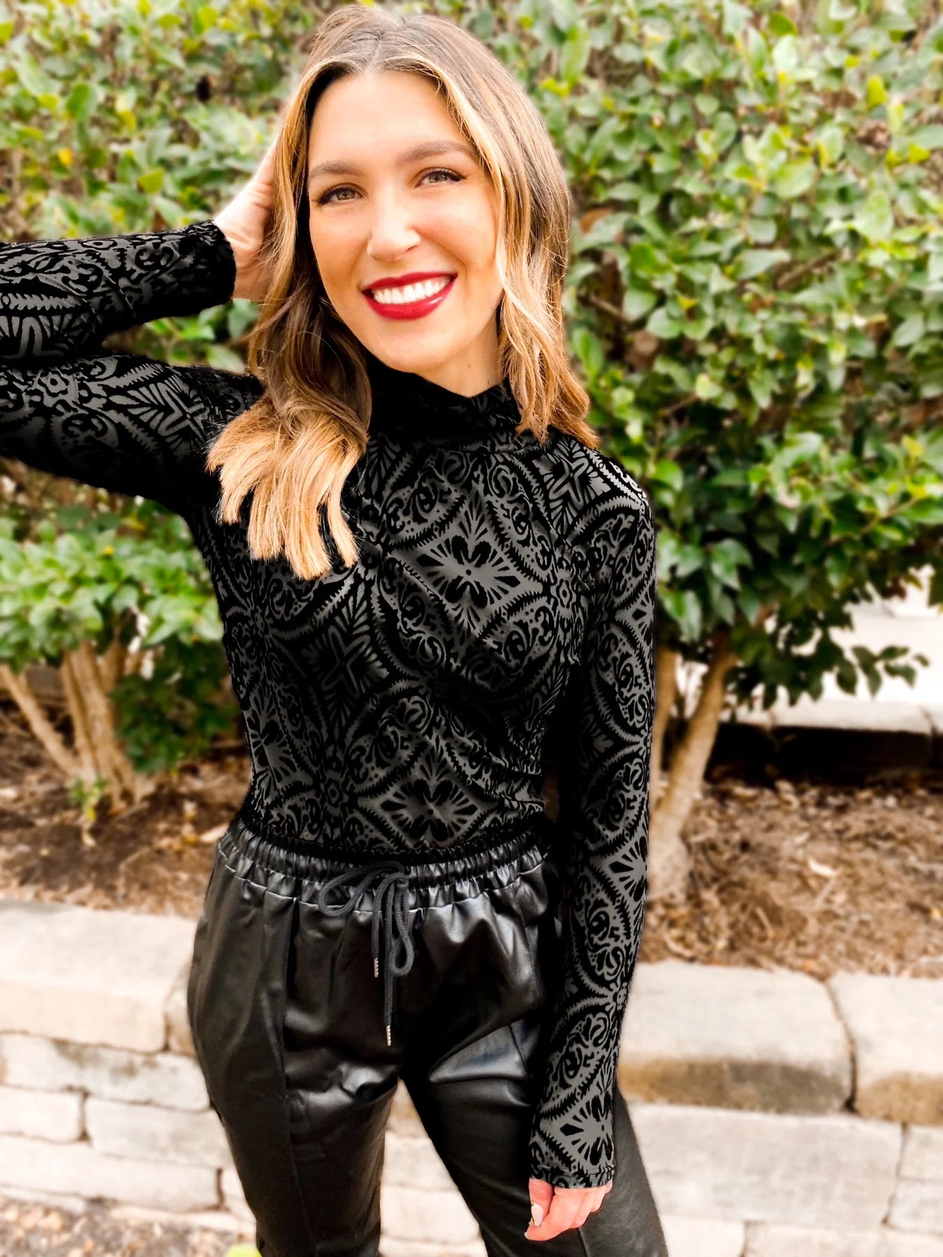 Shimmer Velvet Mesh Top