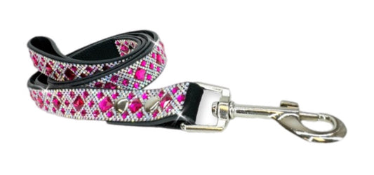 Jacqueline Kent Diamon In the Ruff Studded Leash in Hot Pink Rose