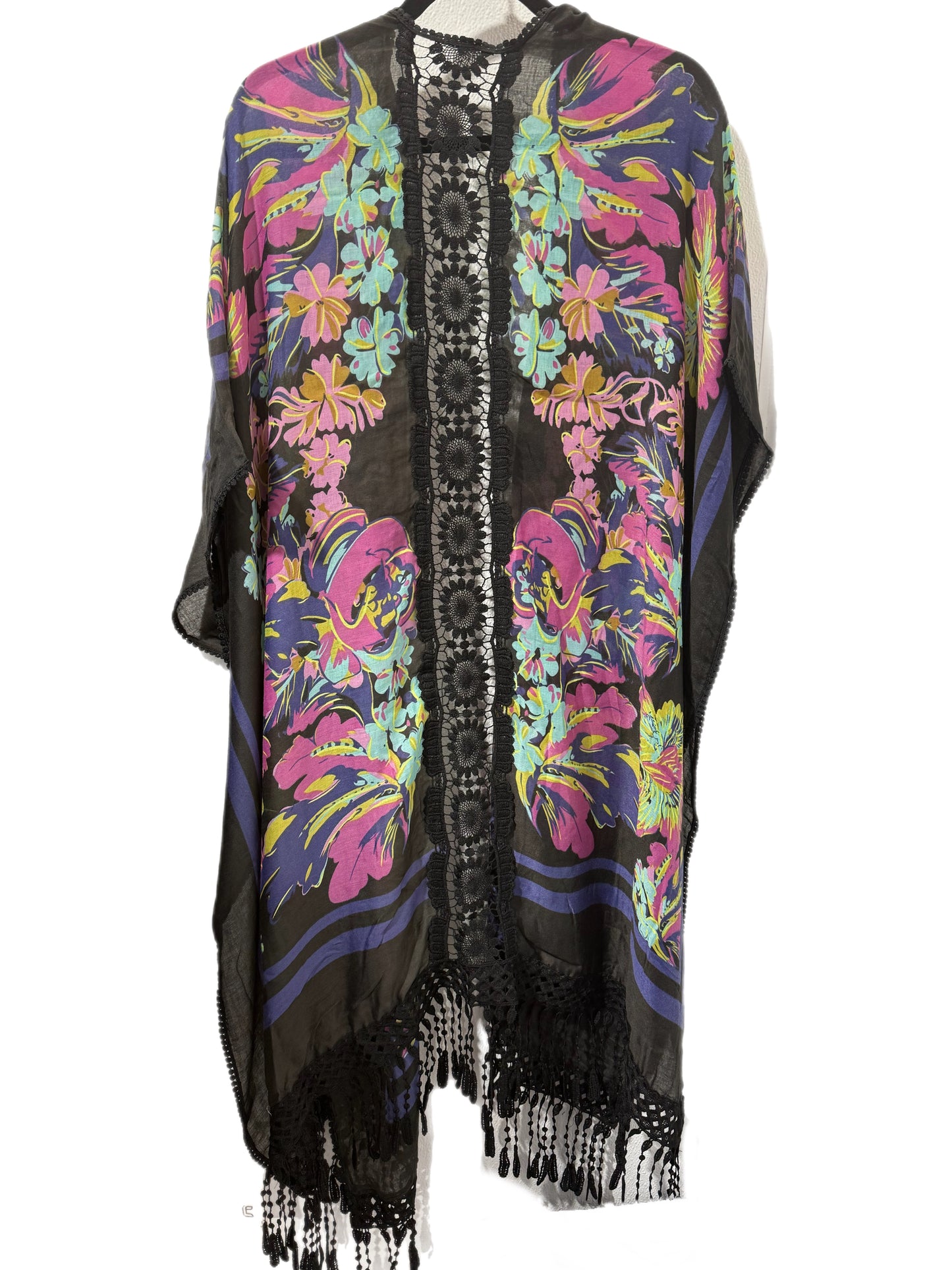 Black Crochet Center Back Kimono