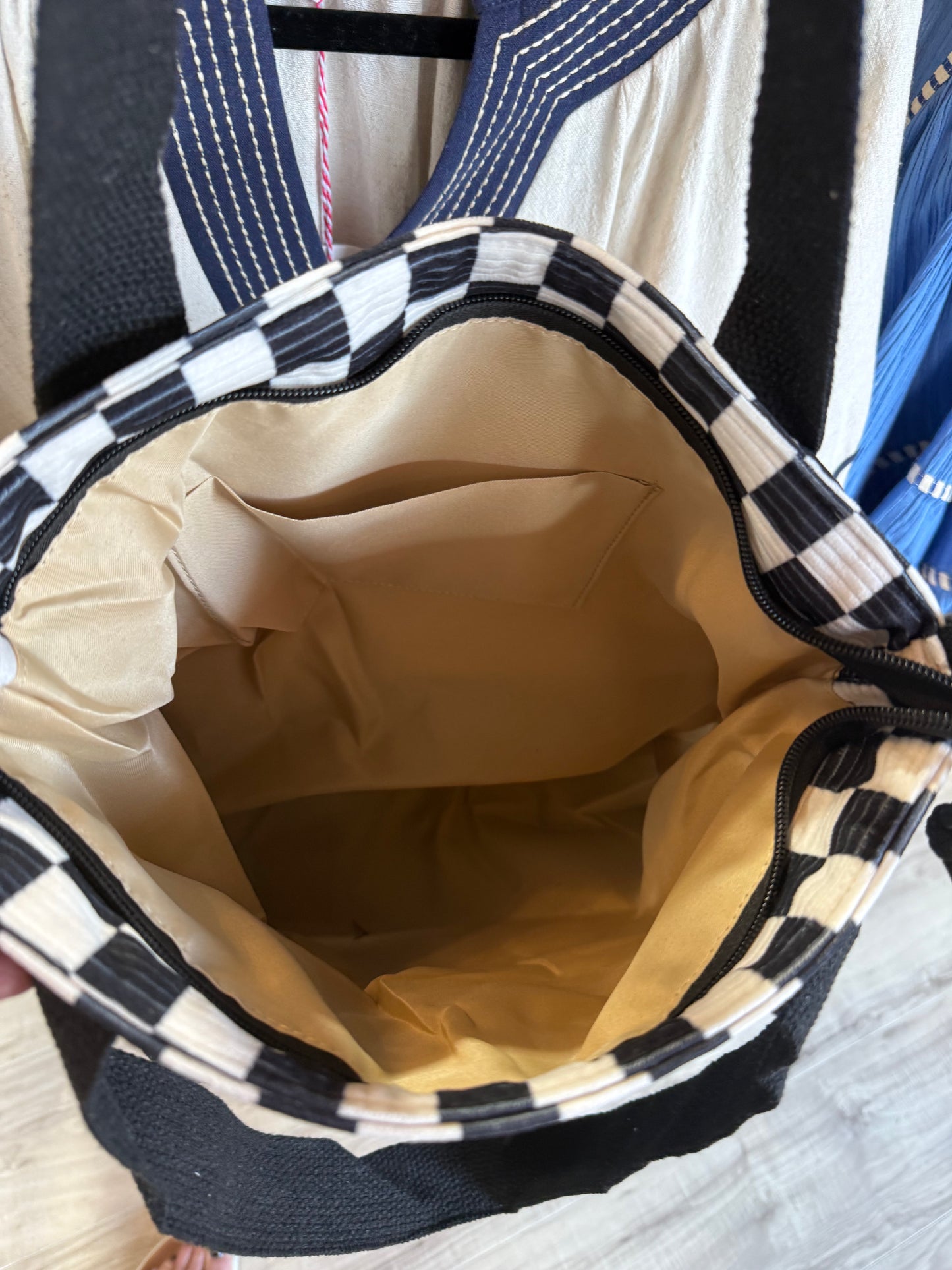 Checkered Corduroy Handbag