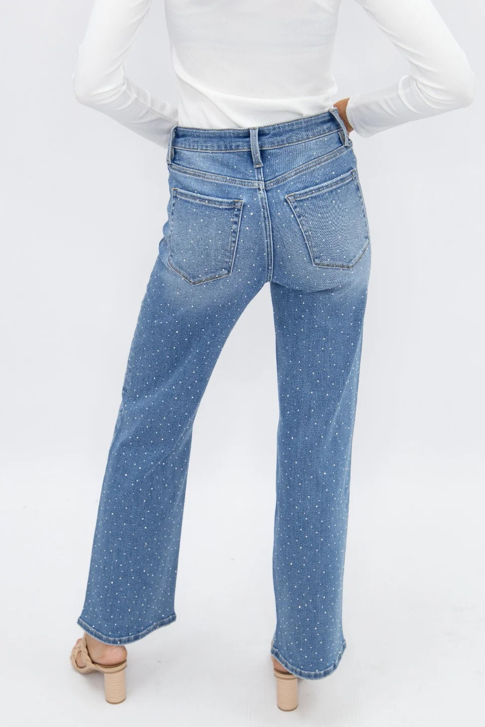 Rhinestone Embellished Denim