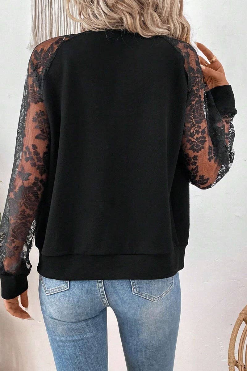 Lace Sleeve Bomber Jacket