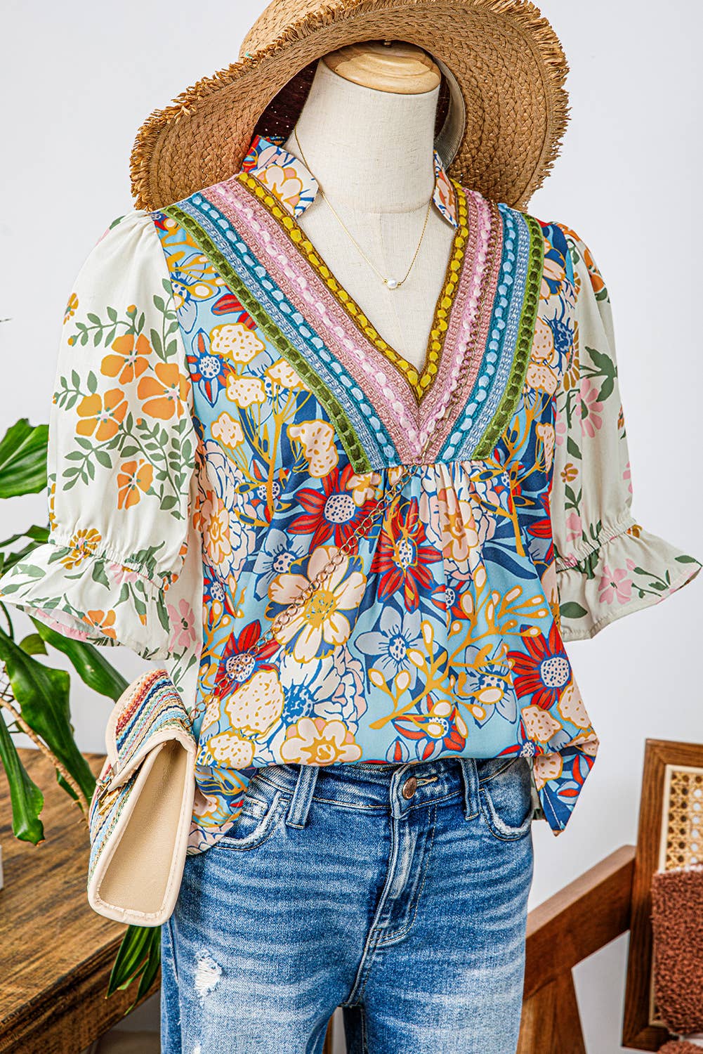 Crochet Boho Floral Blouse