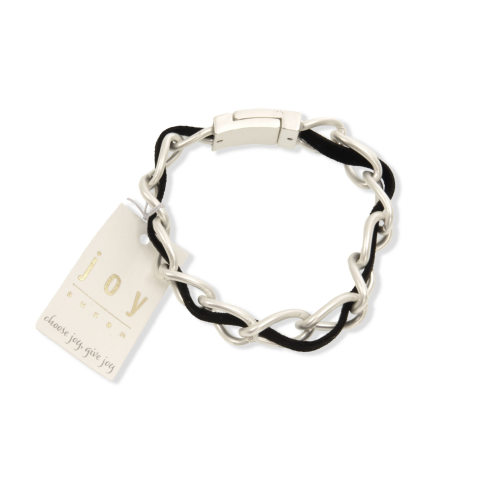 Black Suede Silver Chain Bracelet