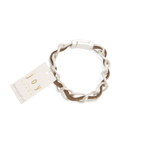 Caramel Suede Silver Chain Bracelet