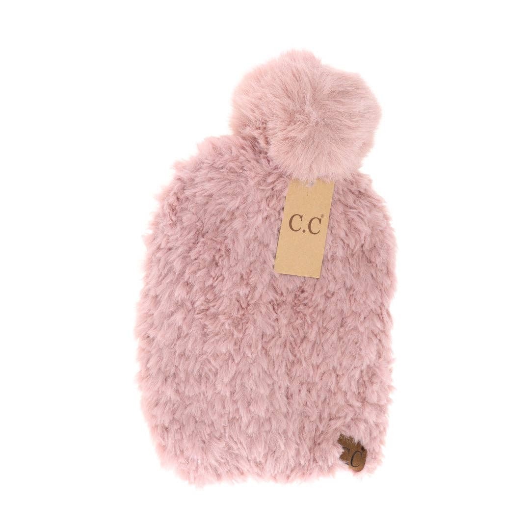 Allover Faux Fur Pom Beanie